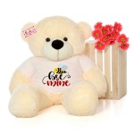 Big 5 Feet Personalized Teddy Bear wearing Bee Mine Tshirt - Choose From 7 Colors